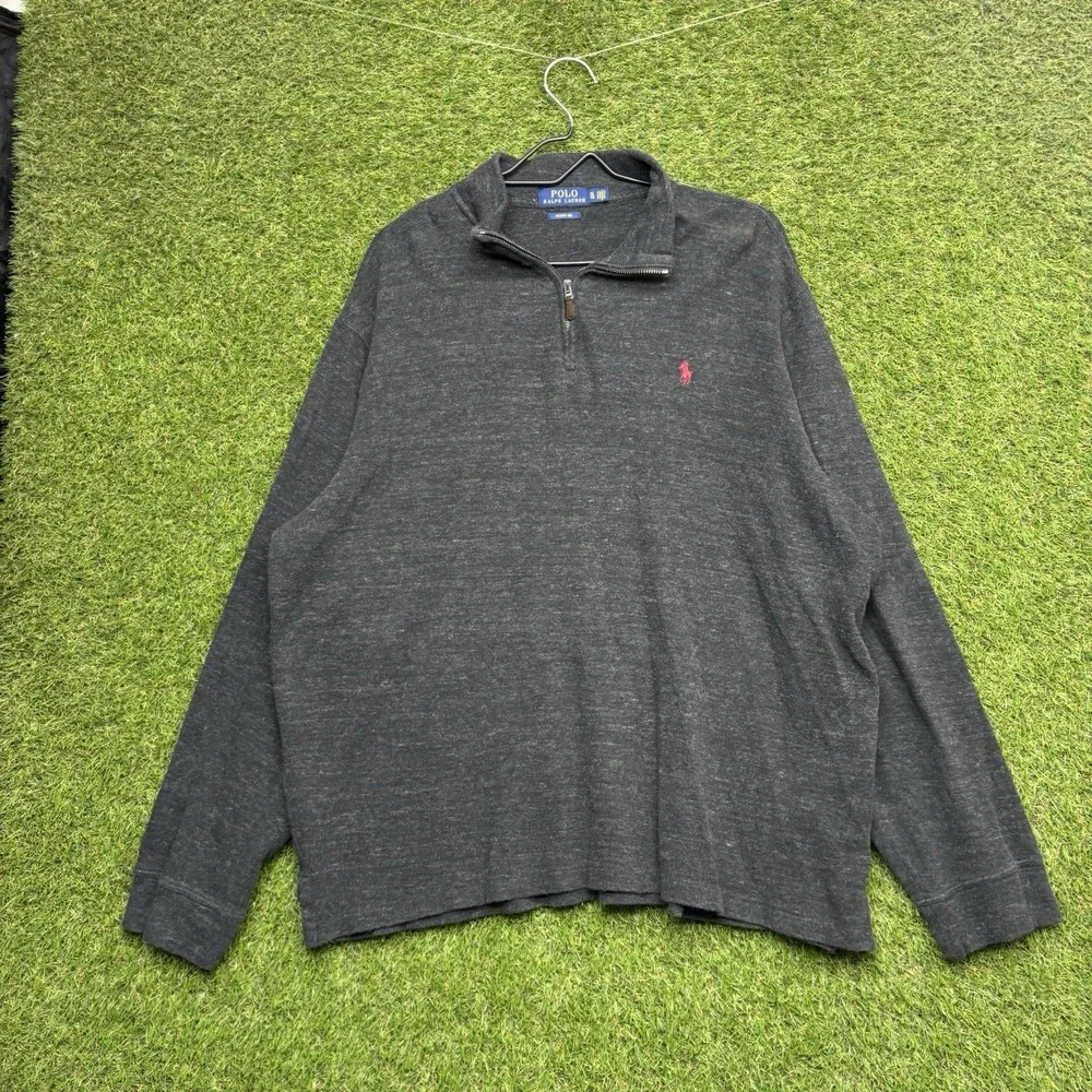 Polo Ralph Lauren Sweater Mens XL 1/4 Zip Mock Neck Pony Estate Rib Pullover